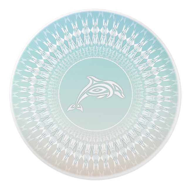 Pomo De Cerámica Delphin Beach Style Mandala (Anverso)