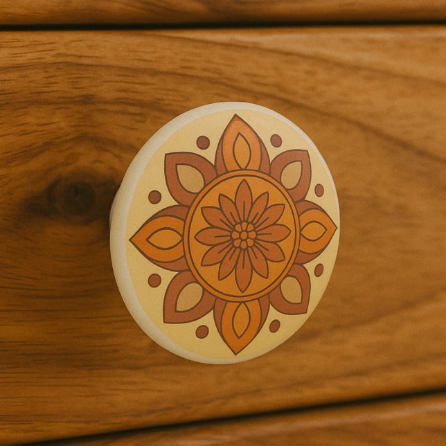 Pomo De Cerámica Desierto Sunset Terracota Mandala moderna Arte pop (Subido por el creador)