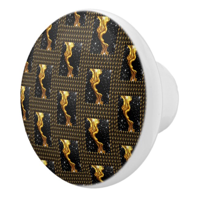 Pomo De Cerámica Designer Liquid Gold Black Monochrome Luxury Achem (Derecha)