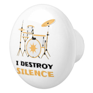 Pomo De Cerámica Destruyo el Silencio Baterista Divertido