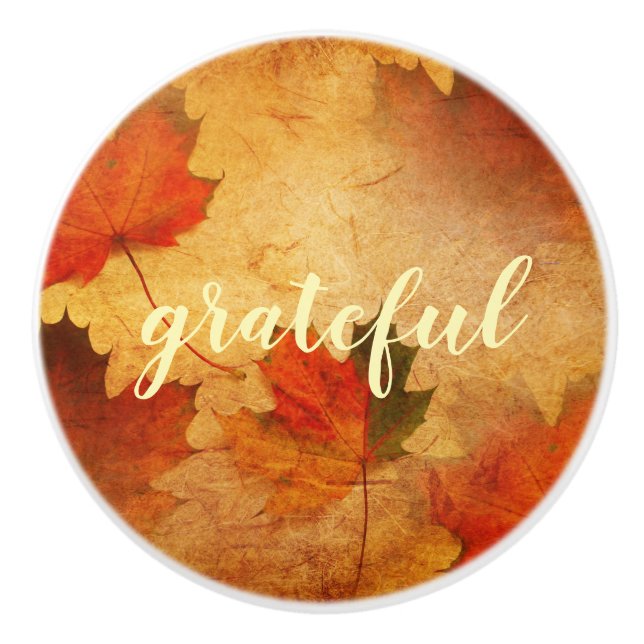 Pomo De Cerámica Día de Acción de Gracias de Otoño (Anverso)