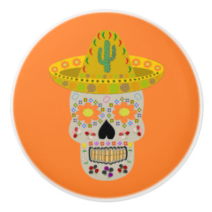 Pomo De Cerámica Día de la Calavera Muerta en México