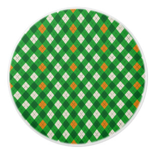 Pomo De Cerámica Día de San Patricio argyle de colores irlandeses