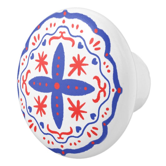 Pomo De Cerámica Dial de Flora Folclórica (Derecha)