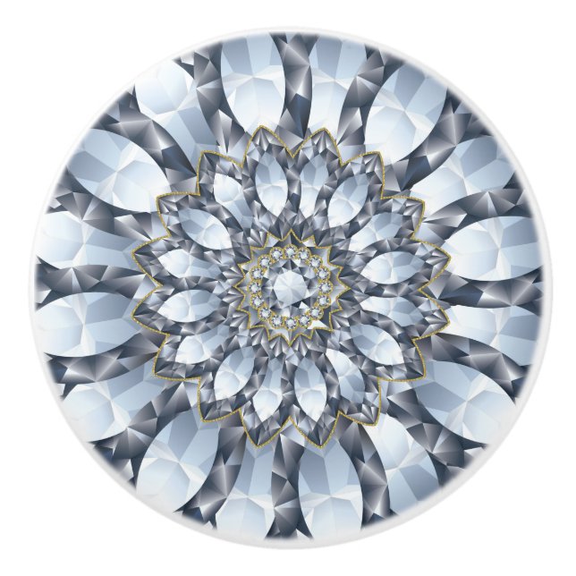 Pomo De Cerámica Diamantes falsos y patrón geométrico negro 2 (Anverso)