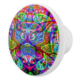 Pomo De Cerámica Dibujando Arte de Fantasía - Cambio Neon Abstracto