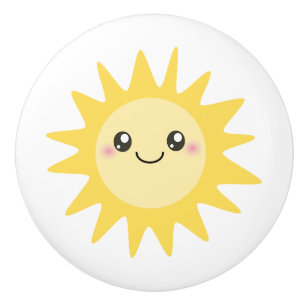 Pomo De Cerámica Dibujo animado feliz lindo de Sun - decoración de