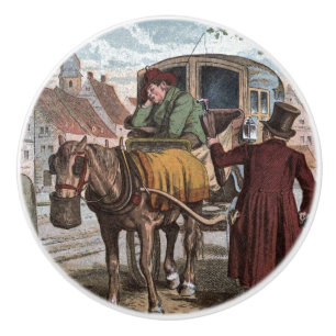 Pomo De Cerámica Dibujo del vintage: El carro viejo
