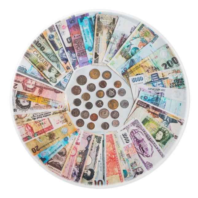 Pomo De Cerámica Dinero en moneda extranjera pastel (Anverso)
