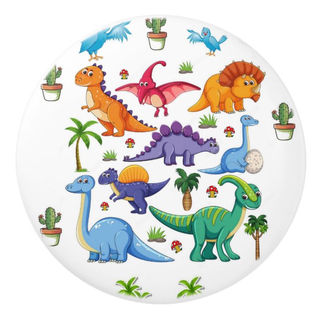 Pomo De Cerámica Dinosaur de perilla de puerta (Anverso)