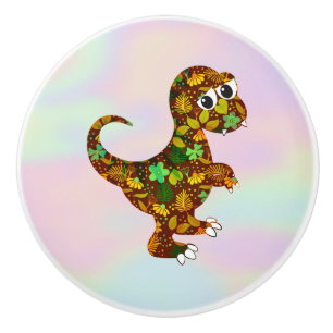 Pomo De Cerámica Dinosaurio sobre holograma