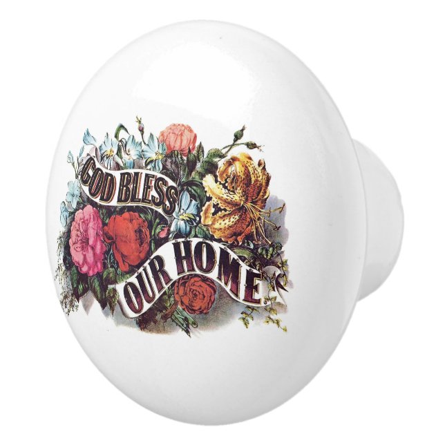 Pomo De Cerámica Dios bendiga nuestro hogar (Derecha)