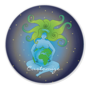 Pomo De Cerámica Diosa de Gaia de Nueva Era Thunder_Cove