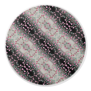 Pomo De Cerámica Diseñador gris negro y rosa