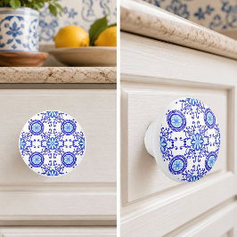 Pomo De Cerámica Diseño de baldosas de Positano Amalfi en acuarela