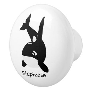 Pomo De Cerámica Diseño de ballena asesina personalizado
