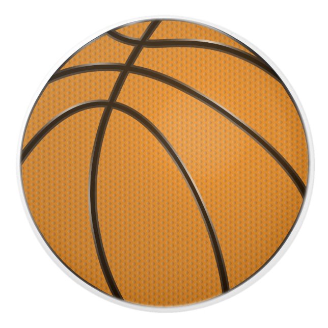 Pomo De Cerámica Diseño de baloncesto en Naranja clásico y negro (Anverso)