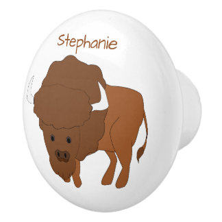 Pomo De Cerámica Diseño de Bisonte Personalizado