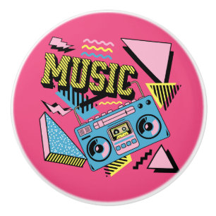 Pomo De Cerámica Diseño de boombox de música de estilo retro