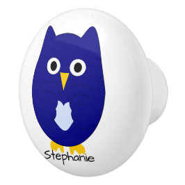 Pomo De Cerámica Diseño de búho personalizado Blue Owl