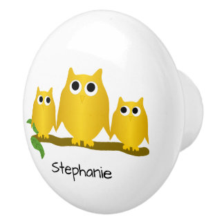 Pomo De Cerámica Diseño de búho personalizado Gold Owl