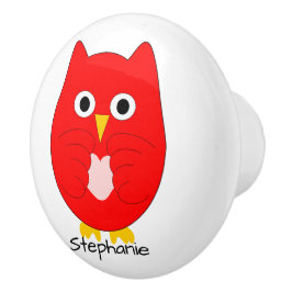 Pomo De Cerámica Diseño de búho personalizado Red Owl