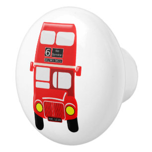 Pomo De Cerámica Diseño de bus rojo