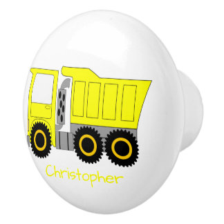 Pomo De Cerámica Diseño de Camión Amarillo Personalizado