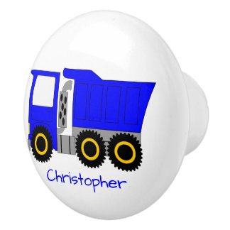 Pomo De Cerámica Diseño de Camión Azul Personalizado