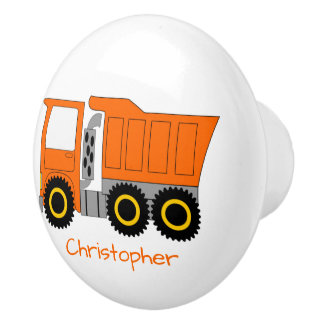 Pomo De Cerámica Diseño de Camión Naranja Personalizado