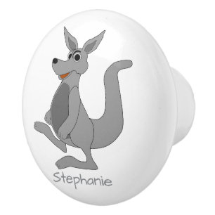 Pomo De Cerámica Diseño de canguro gris personalizado