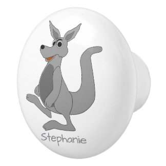 Pomo De Cerámica Diseño de canguro gris personalizado