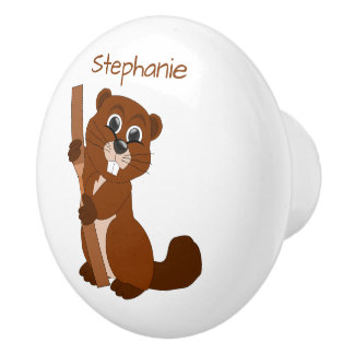 Pomo De Cerámica Diseño de castor personalizado