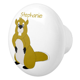 Pomo De Cerámica Diseño de castor personalizado