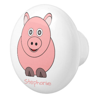 Pomo De Cerámica Diseño de Cerdo Personalizado