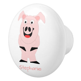 Pomo De Cerámica Diseño de Cerdo Personalizado