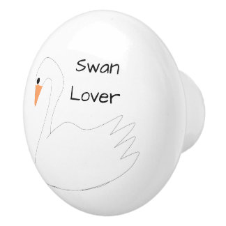 Pomo De Cerámica Diseño de Cisne Blanco Personalizado