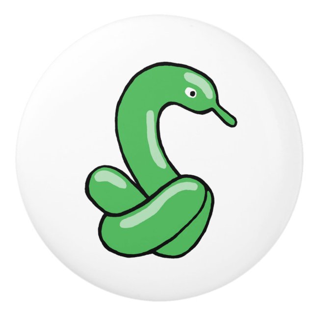 Pomo De Cerámica Diseño de cisne de globo verde divertido (Anverso)