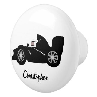 Pomo De Cerámica Diseño de coche de carreras negro