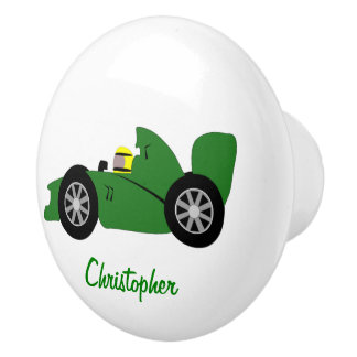 Pomo De Cerámica Diseño de coche de carreras verde