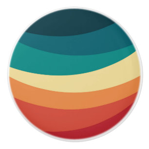 Pomo De Cerámica Diseño de curvas de estilo retro coloridas