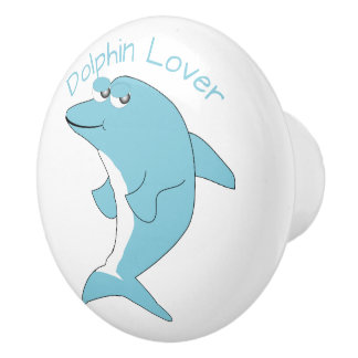 Pomo De Cerámica Diseño de delfín personalizado Blue Dolphin