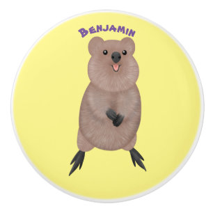 Pomo De Cerámica Diseño de dibujos animados de quokka lindo sonrien