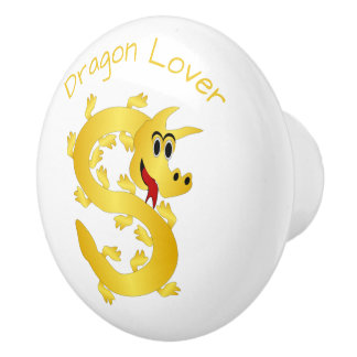 Pomo De Cerámica Diseño de Dragón Dorado Personalizado