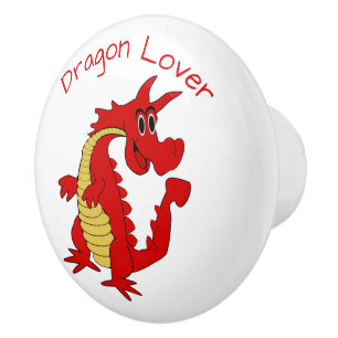 Pomo De Cerámica Diseño de Dragón Rojo Personalizado