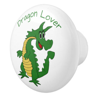 Pomo De Cerámica Diseño de Dragón Verde Personalizado
