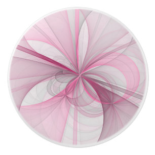 Pomo De Cerámica Diseño de fractal gris rosa claro abstracto modern