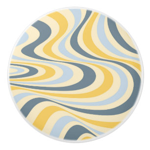 Pomo De Cerámica Diseño de giro abstracto amarillo y azul