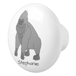 Pomo De Cerámica Diseño de Gorila Gris Personalizado
