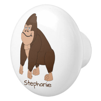 Pomo De Cerámica Diseño de Gorila Marrón Personalizado